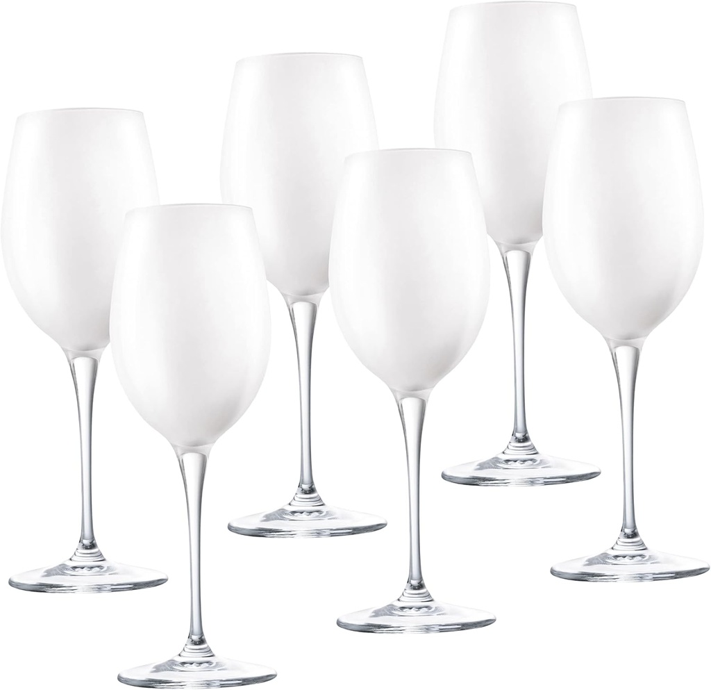 Barski Goblet - White Wine Glass - Crystal Glass - Water Glass - Opal White - Stemmed Glasses - Set of 6 Goblets - 14 oz Made in Europe