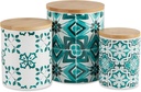 DII Kitchen Accessories Collection Ceramic, Canister Set, 4.5 Cup/3 Cup/1.25 Cup, Teal Tile