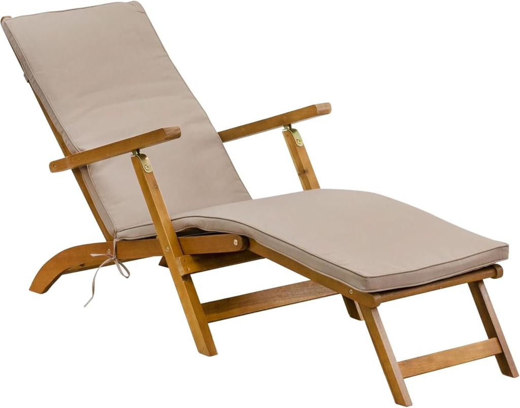 East West Furniture BSLCDNA Salinas Patio Chair Lounge - Outdoor Acacia Wood Sunlounger Chair for Poolside, Deck, Lawn, 59x21x35 Inch, Natural Oil