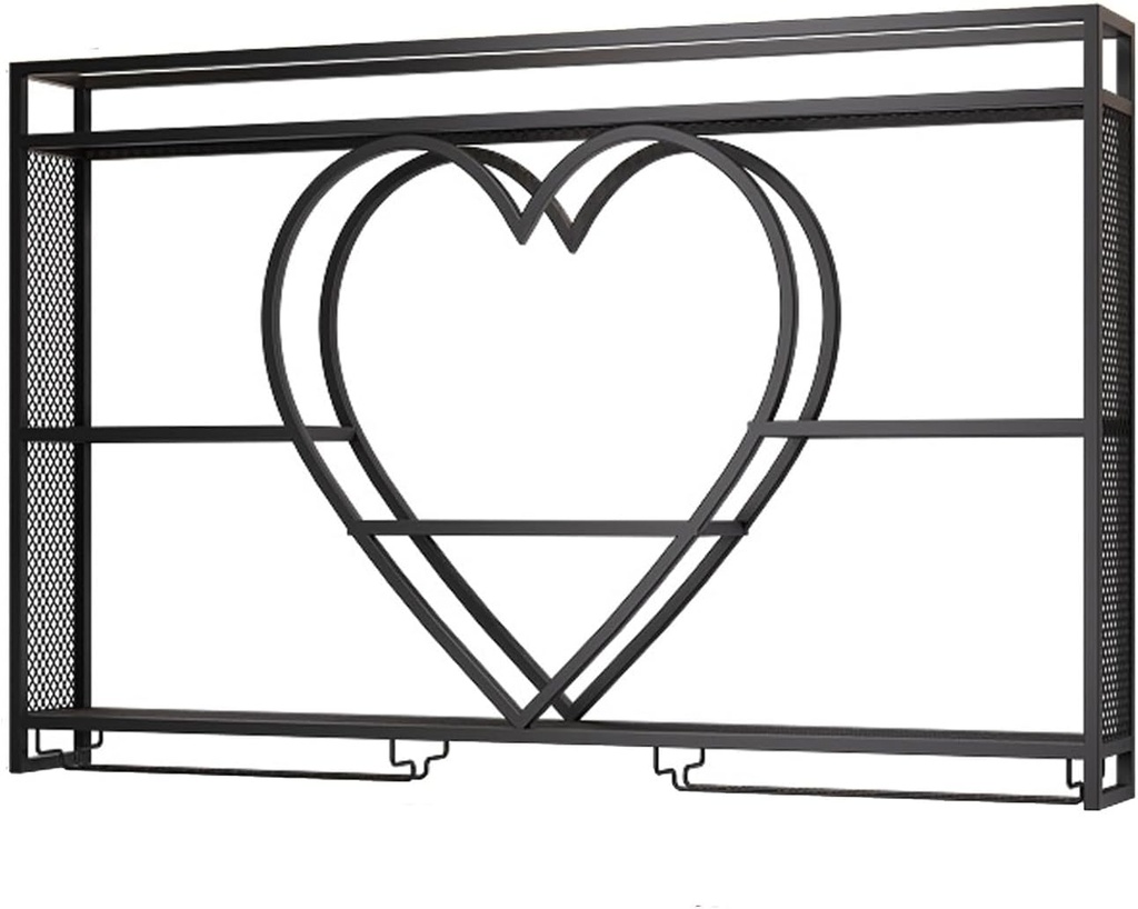 Modern Wine Rack Wall Mounted with Wine Glass Holder,Iron Bar Shelves,Hanging Bar Shelf,Liquor Bottle Display Shelf,Metal Wine Storage Racks for Home Bar Kitchen Decor Wine Cellar,