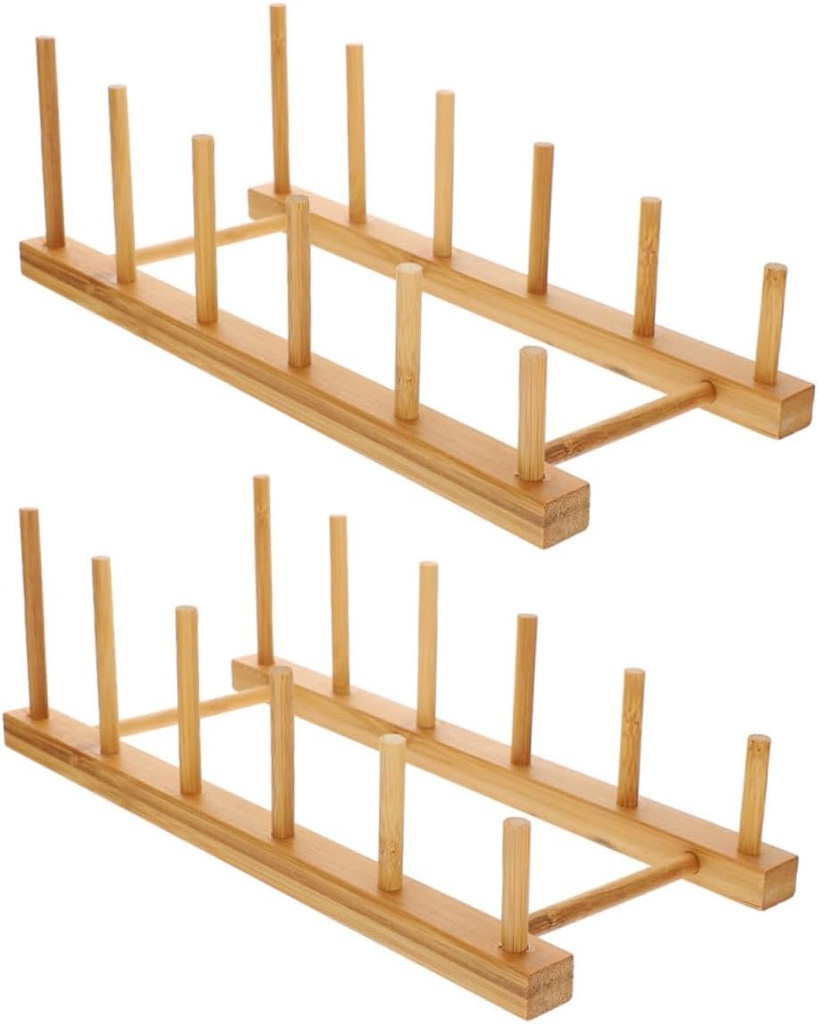 2pcs Kitchen Plate Drainer Rack Household Dish Organizer with Drainage Design Multi-Functional Plate Storage Racks for Bowls and Tableware Khaki Small Step Style for Home and