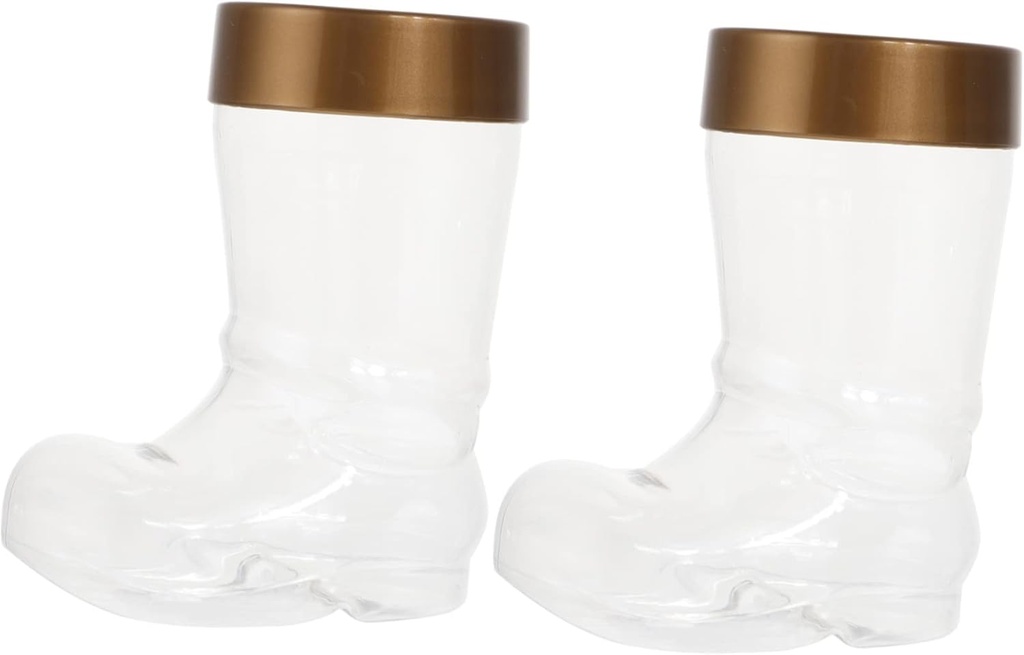 2pcs Boot-shaped Candy Storage Bottles Transparent Christmas Candy Containers for Reusable Decorative Jars for Sweets Treats Cookies and Crafts