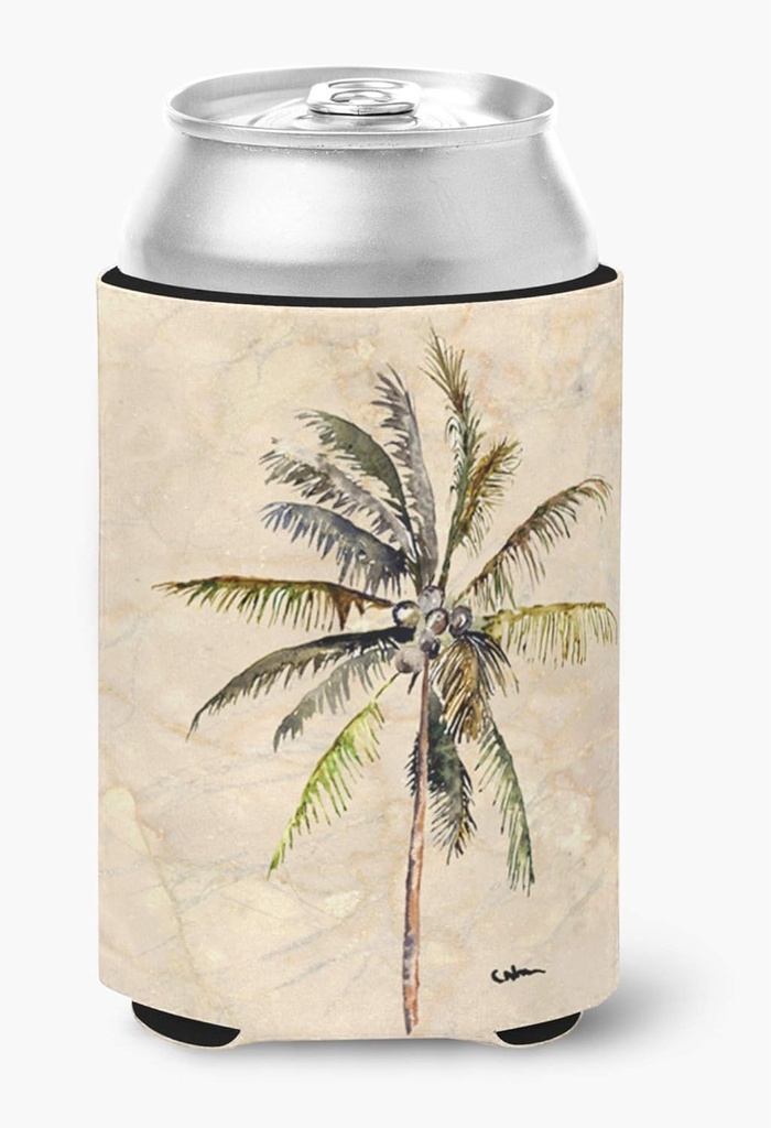 Caroline's Treasures 8482CC Palm Tree Can or Bottle Hugger Cooler Washable Drink Sleeve Collapsible Beverage Insulated Holder, Can Hugger, Multicolor