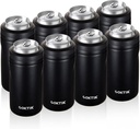 COKTIK 4 in 1 Insulated Can Cooler, 8 Pack Double Wall Slim Can Cooler Set for 12 oz Regular or Slim Cans & Beer Bottle (Black)