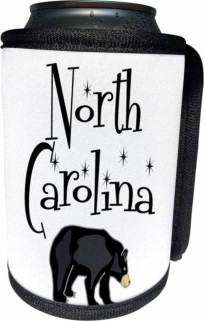 3dRose - All Smiles Art - Travel - Cool Fun North Carolina and Black bear travel for bear lovers hikers - Can Cooler Bottle Wrap (cc-350996-1)