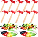 10 Pcs Kids Wooden Hammer Toy with 100 Pcs Colorful Wood Golf Tees, Small Plastic Hammer Simulation Hammers Educational Toys for Children Gift Birthday Party Halloween (Red)
