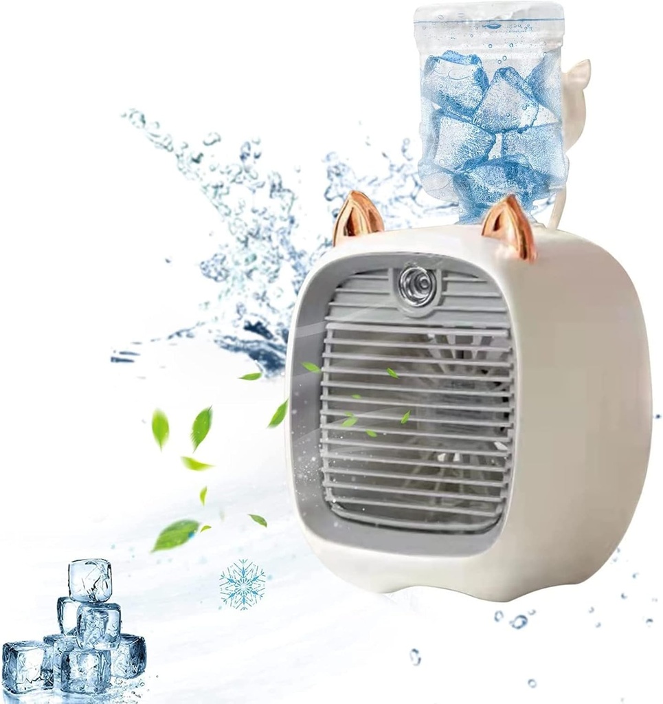 Little Fox Spray Cooling Fan, 2023 New Portable Water Air-conditioning Fan, Cute USB Fan Portable Air Conditioner Humidifier Fan Desk for Desk Room Bedroom Office Dorm Turbo (Grey)