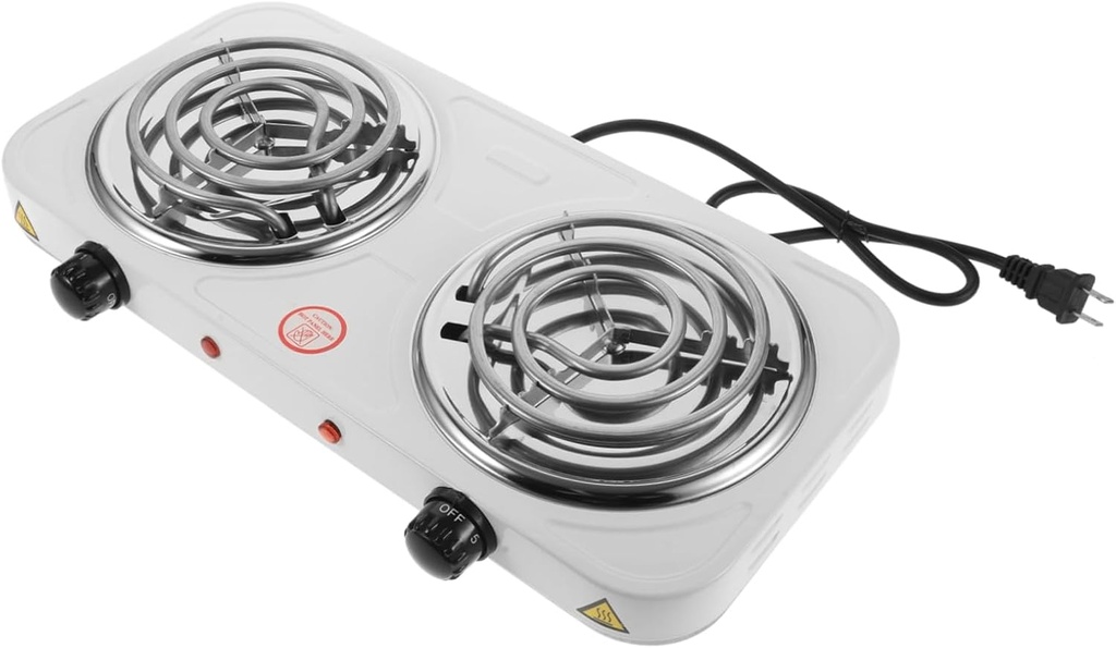 KICHOUSE Countertop Double Burner Electric Stove Temperature Controlled Cooking System Sleek Design for Kitchen Dorm Features Overheating Leakage Us