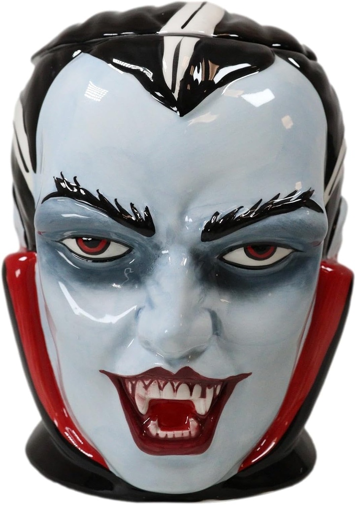 Ebros Ceramic Count Dracula Vampire Cookie Jar Decorative Figurine 7.75" Tall Ossuary Macabre Vampires Underworld Undead Halloween Kitchen Decor Accessory