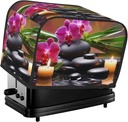 Flowers in Fountain Massage Stones Toaster Cover 2 Slice, Waterproof Bread Machine Covers with Pockets Universal Size Kitchen Small Appliance Cover with Handle, Dust and Fingerprint Protection