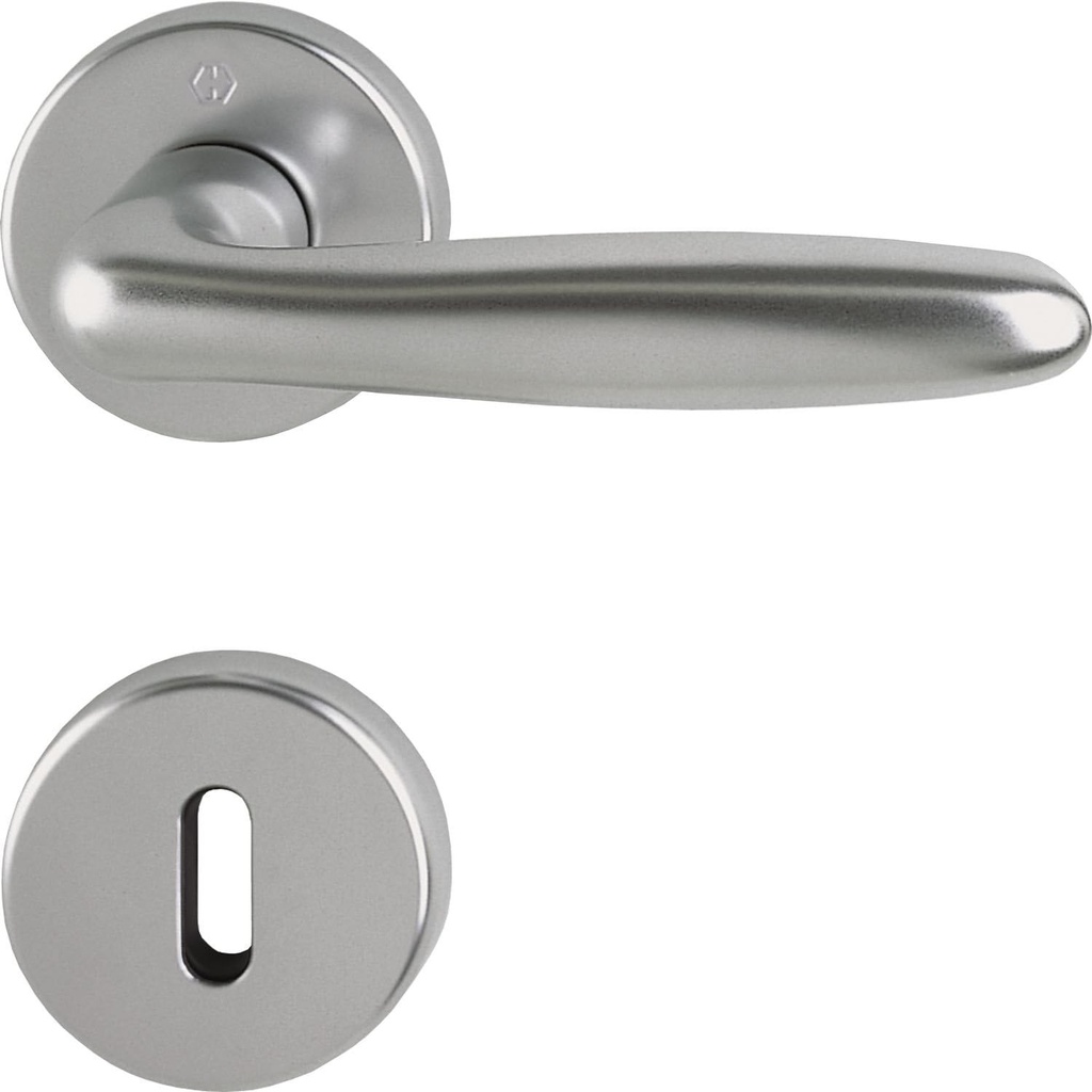 Hoppe Verona Door Handle Set with Rosette BB Deadlock Stainless Steel Effect, 2950886
