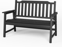 HDPE Outdoor Bench with Backrest, All-Weather 2-Person Garden Bench Durable, Low-Maintenance Entryway Outdoor Furniture for Patio, Yard, or Porch (Black)