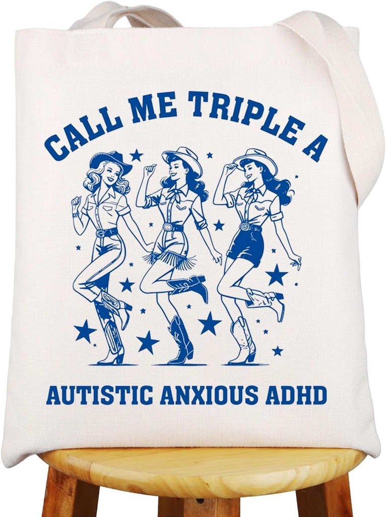 G2TUP ADHD Tote Bag Neurodiversity Teacher Gifts Neurodiversity Shoulder Bag Call Me Triple A Autistic Anxious ADHD Gifts