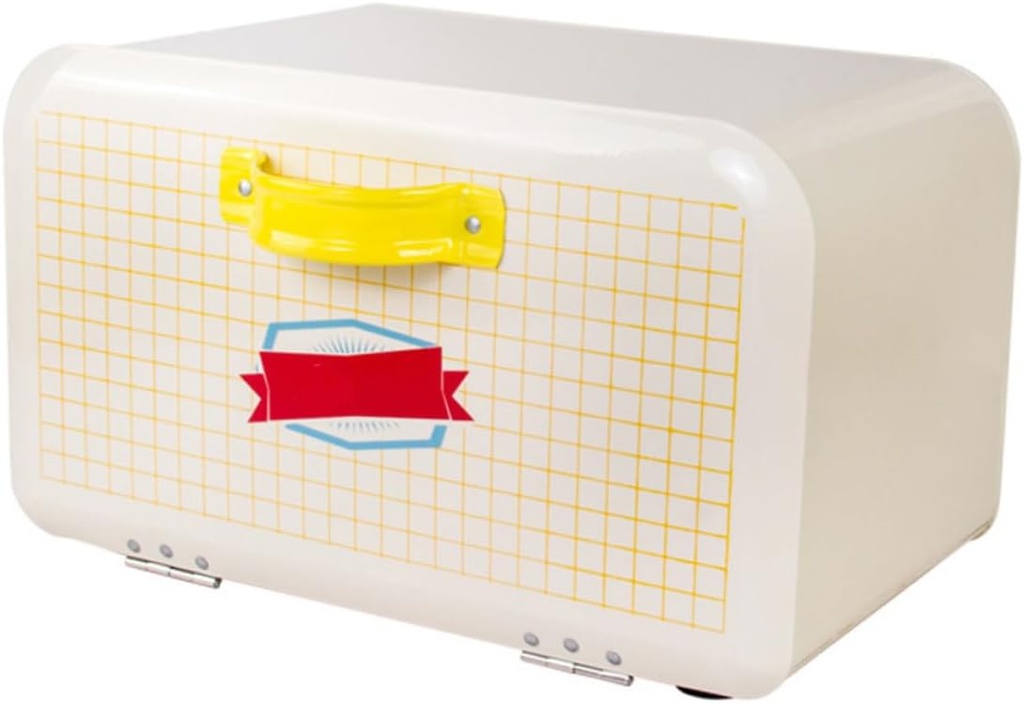 Healifty Large Capacity Bread Storage Box Hinged Lid Iron Bread Bin for Kitchen Counter Airtight Snacks Storage Container for Home and Bakery