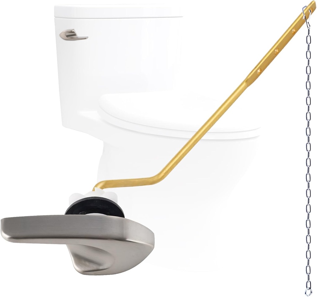 Universal Metal Side Mount Toilet Handle Replacement Kit Compatible with Kohler K-GP30324-CP/Glacier Bay Toilet with 1pc Flapper Chain, Toilet Flusher Lever, Brushed Nickel