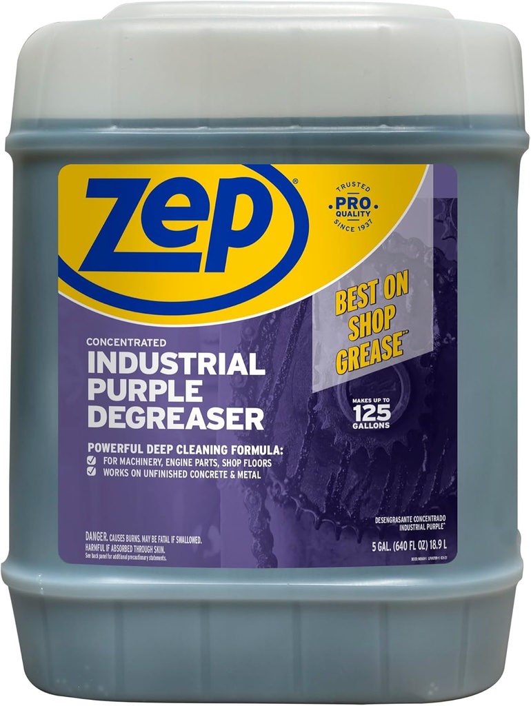 Zep Industrial Purple Cleaner and Degreaser Concentrate - 5 Gallon (Case of 1) R45815- Easy to Rinse Formula