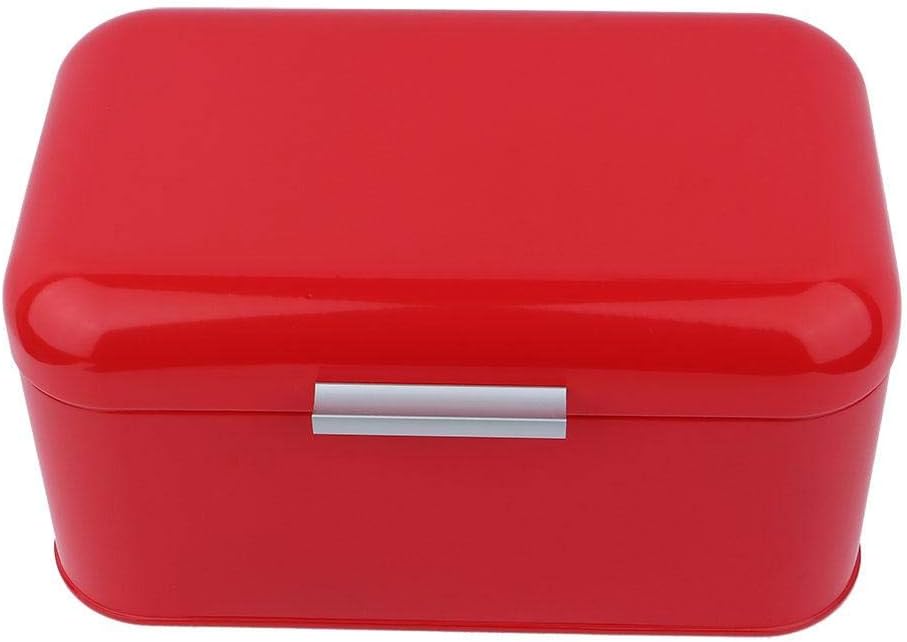 Bread Bin Box, Solid Color Retro Metal Bread Bin Box Large Capacity Kitchen Storage Container(Red)