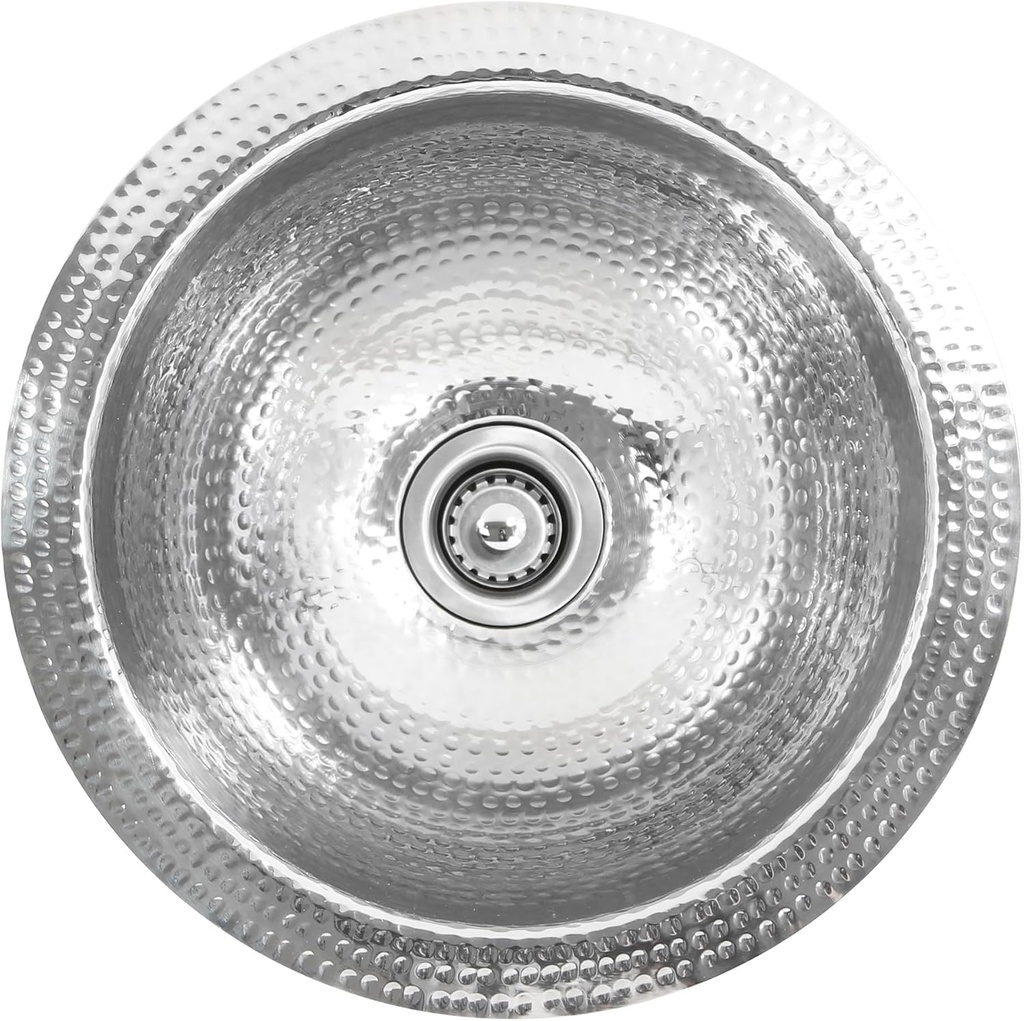 Nantucket Sinks ROS 13 Inch Hand Hammered Stainless Steel Round Bar Sink