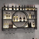 Wall Mounted Led Wine Rack Wine Glass Rack, Bar Unit Metal Floating Shelves, Bar Bottle Display Shelf Wine Cups Hanging Holder, Hanging Goblet For Liquor Bottles, For Kitchen Living Room Home Decor