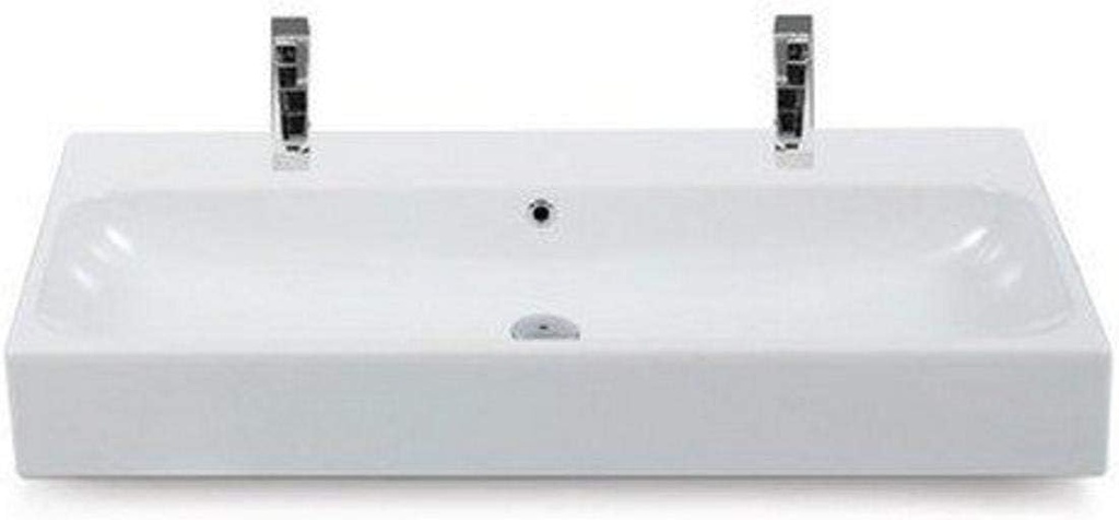 CeraStyle 080500-U-Two Hole Pinto Rectangular Ceramic Wall Mounted/Vessel Bathroom Sink, White
