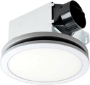 breez Delta Integrity 100 CFM Exhaust Bath Fan, LED Edge-Lit Flat Round Panel Light, Energy Efficient Quiet Operation Ceiling Mount Motor, White
