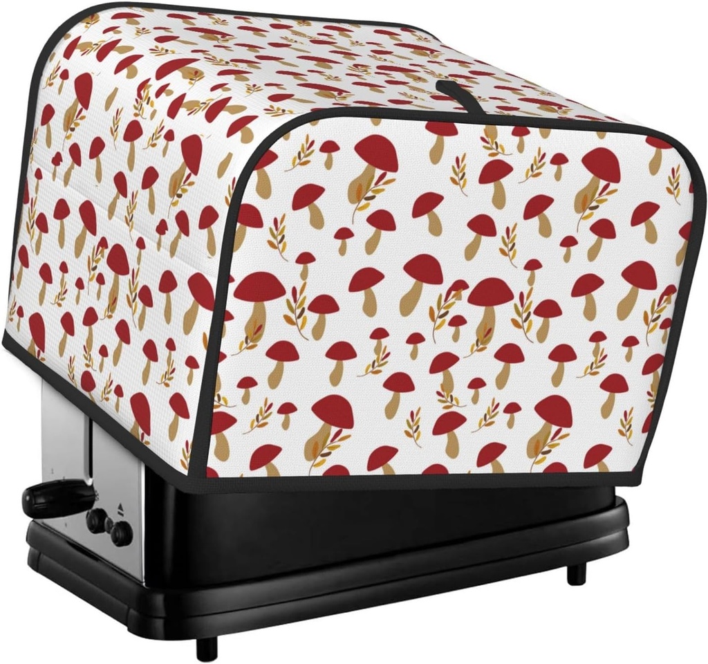 Oven Cover Kitchen Bread Machine Protector,4 Slice Toaster Cover For Home,Fingerprint Coaster Cover,Kitchen Small Appliance,Red Mushroom