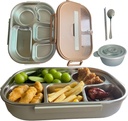 Stainless Steel Bento Box for Adults - Leakproof and BPA-Free, 2000ML Lunch Container With 5 Compartments, 1 Small Bowl for Travel, Office (Brown)