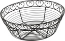 LIFKOME Iron Fruit and Vegetable Storage Basket Small Round Black Metal Bread Basket for Kitchen Countertop Sturdy Wire Design for Snacks