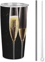 Stainless Steel Tumbler Vacuum Insulated Tumbler with Lid Champagne Glass Insulated Coffee Mug for Travel Double Wall Insulated Cup Water Bottle for Iced Tea Coffee