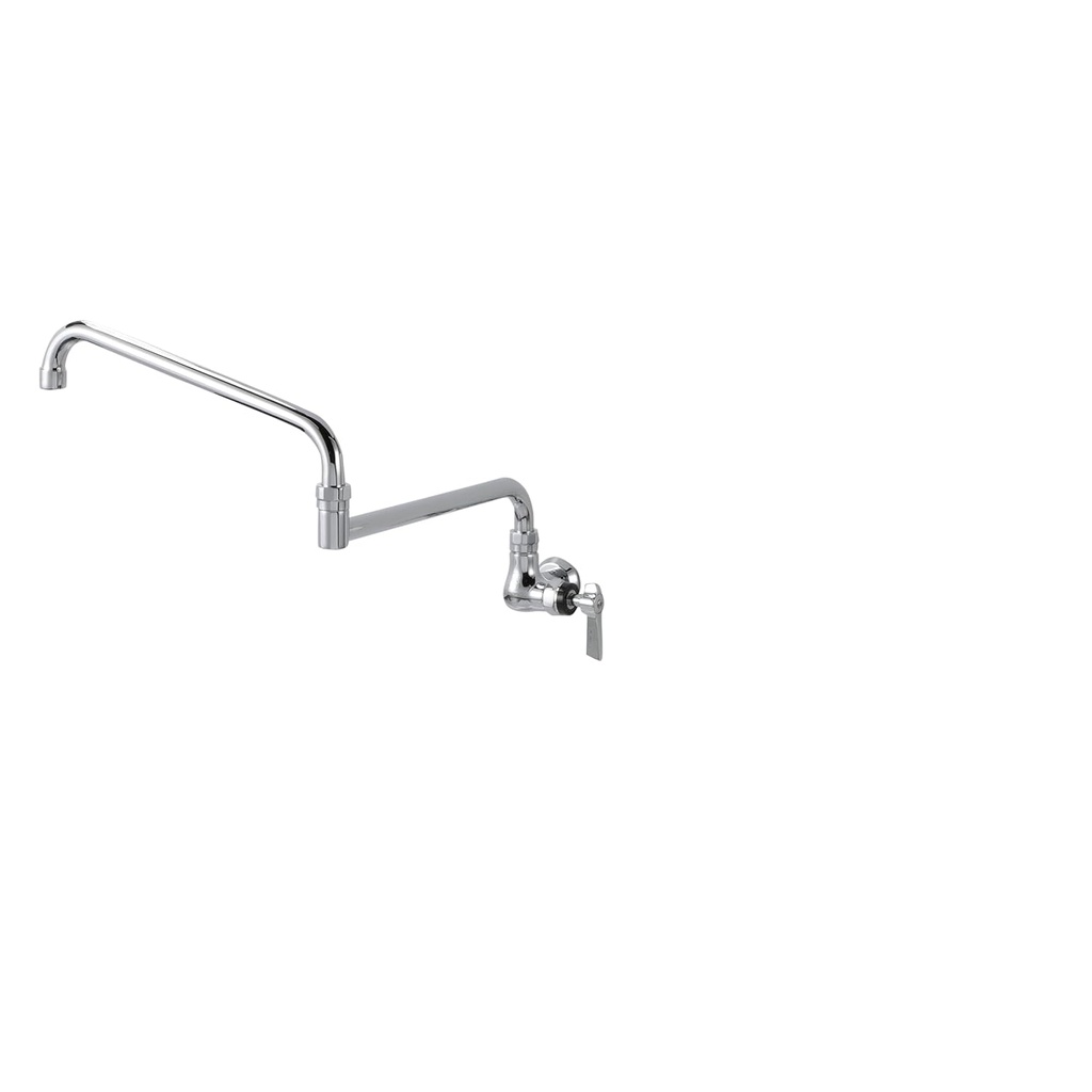 Encore Brass Chrome Plated Single Wall Mount Faucet with 24" Swivel Spout with Pot Filler End