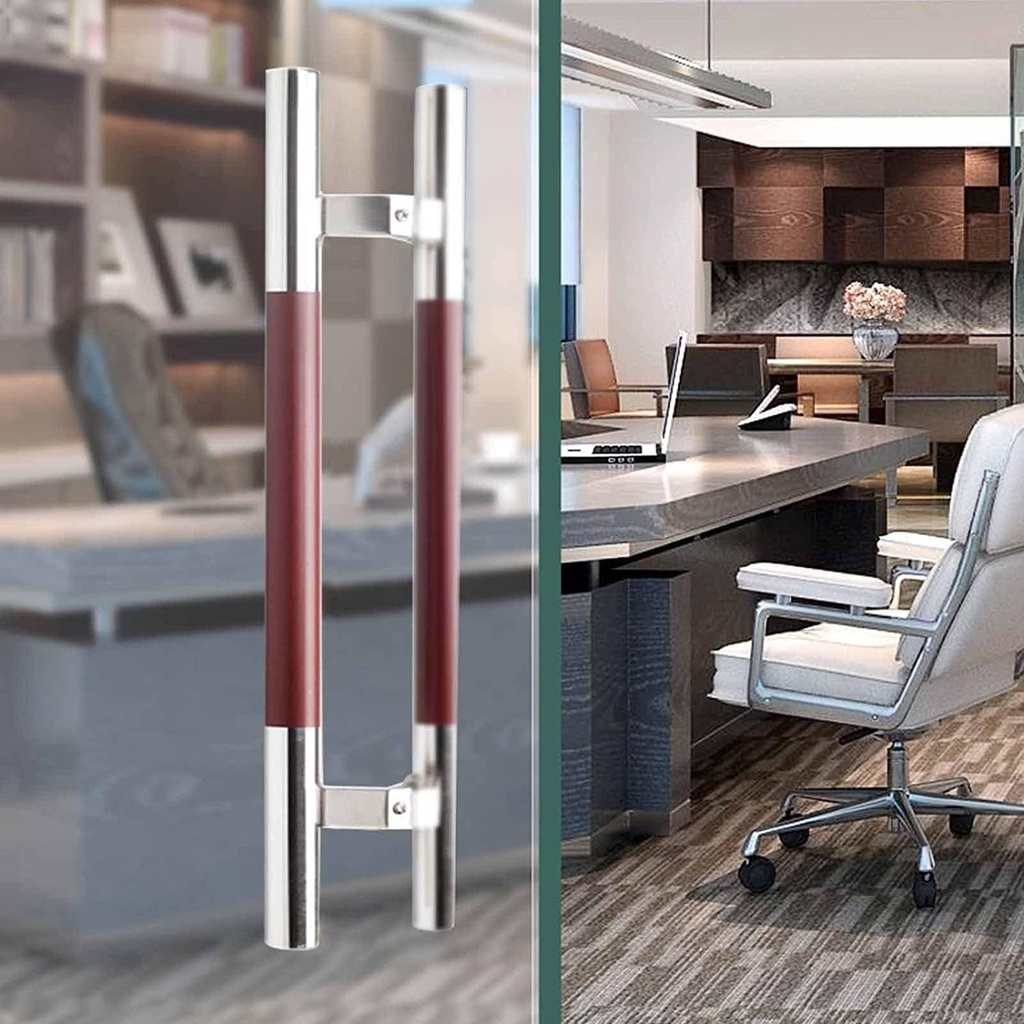 Door Handle Sets Modern Entry Door Handle Metal Door Handle Pull Commercial, Sliding Glass Door Handle, Round Pull Handles for Door, Home Office Entrance Door Konb, Easy to Install(Silver,80