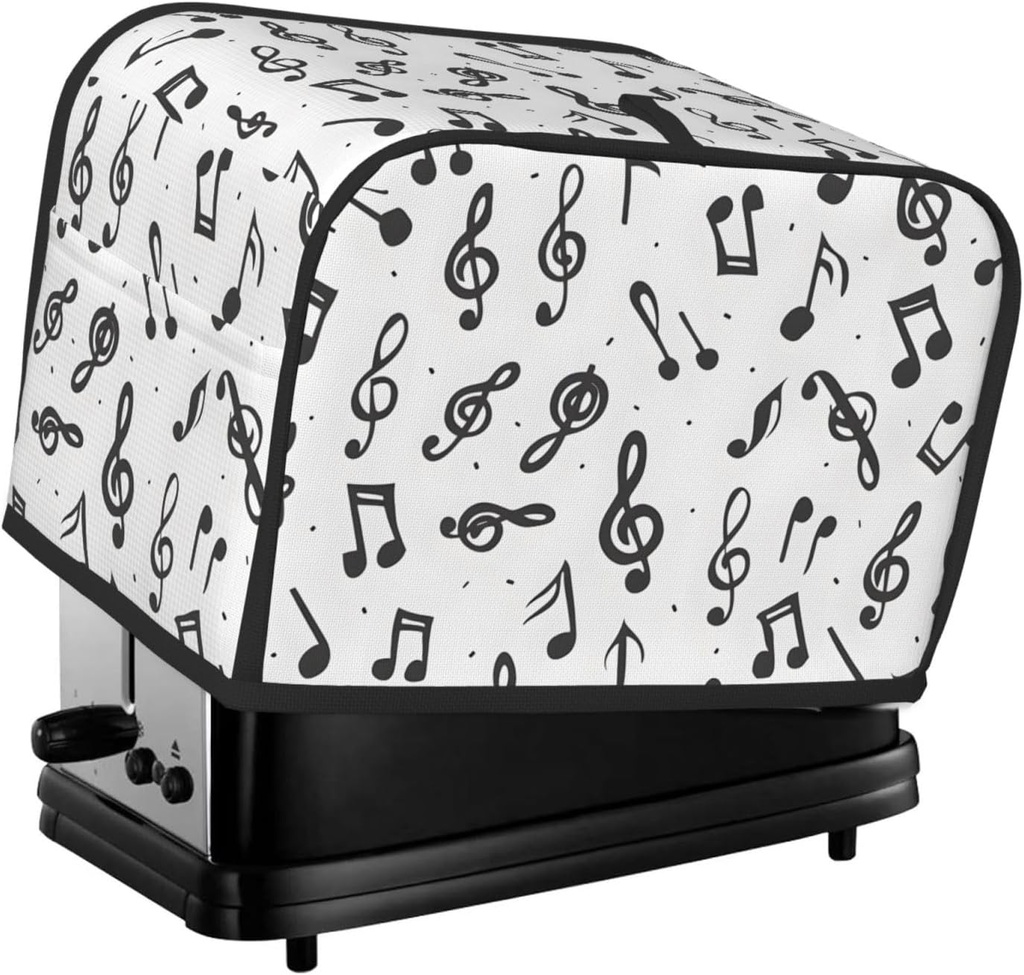 Funny Music Patterns Toaster Cover 2 Slice Washable Bread Maker Cover Decorative Kitchen Small Appliance Covers Dust Protection Stain Resistant Bread Machine Protector with Top Handle