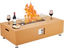 48" Propane Fire Pit Table 50,000 BTU, Dual-Use Rectangular Outdoor Heater w/Wind Guard & Waterproof Cover, Convertible to Dining Table for Patio, Deck, Garden, Yellow