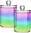 Beautiful Rainbow 2PC Airtight Transparent Plastic Storage Jars, Food Storage Containers, Can Store Food, Herbs, Tea, Etc, With Storage Lids, Easy to Use and Clean.