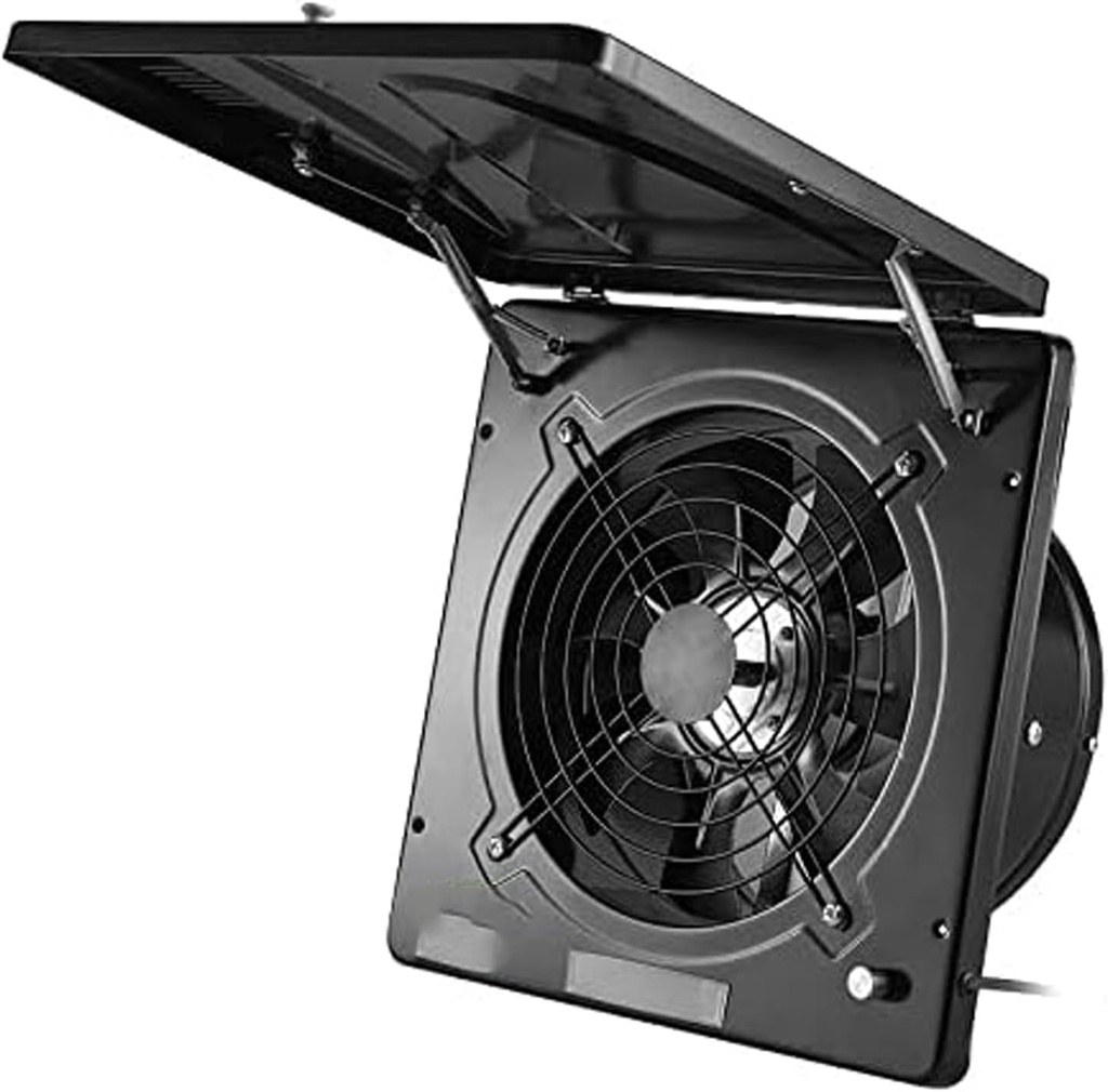 Ventilation Fan 10inch High Speed Exhaust Fan Kitchen Hanging Wall Window Ventilator Extractor Industrial Ventilation Metal Fan with Protective Net and Check Valve Vent,A,A