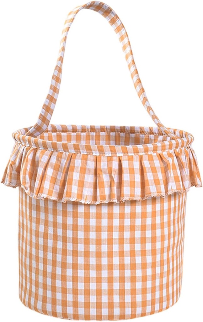 Halloween Plaid Basket With Tassel Barrel Plaid Cloth Scene Arrangement, Rectangular Halloween Basket Toy Storage Bin Organizer Box Room Decor (orange)