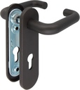 Amig - Set of Door Handles with Polypropylene Plate | Mod. 3PB72 Black | 172 x 46 mm | 9 mm Square | with Key | Steel and Polypropylene Black