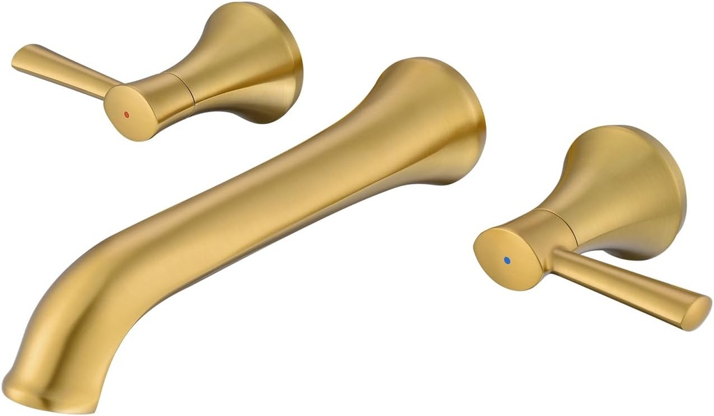 Wall Mount Tub Filler Brass Tub Faucet Brushed Gold Bathroom Bathtub Faucets with 2 Handles