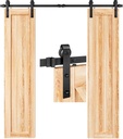 EaseLife 6FT Double Door Sliding Barn Door Hardware Track Kit,Basic J Pulley,Slide Smoothly Quietly,Easy Install (6FT Track Kit for Double 18" Wide Door)
