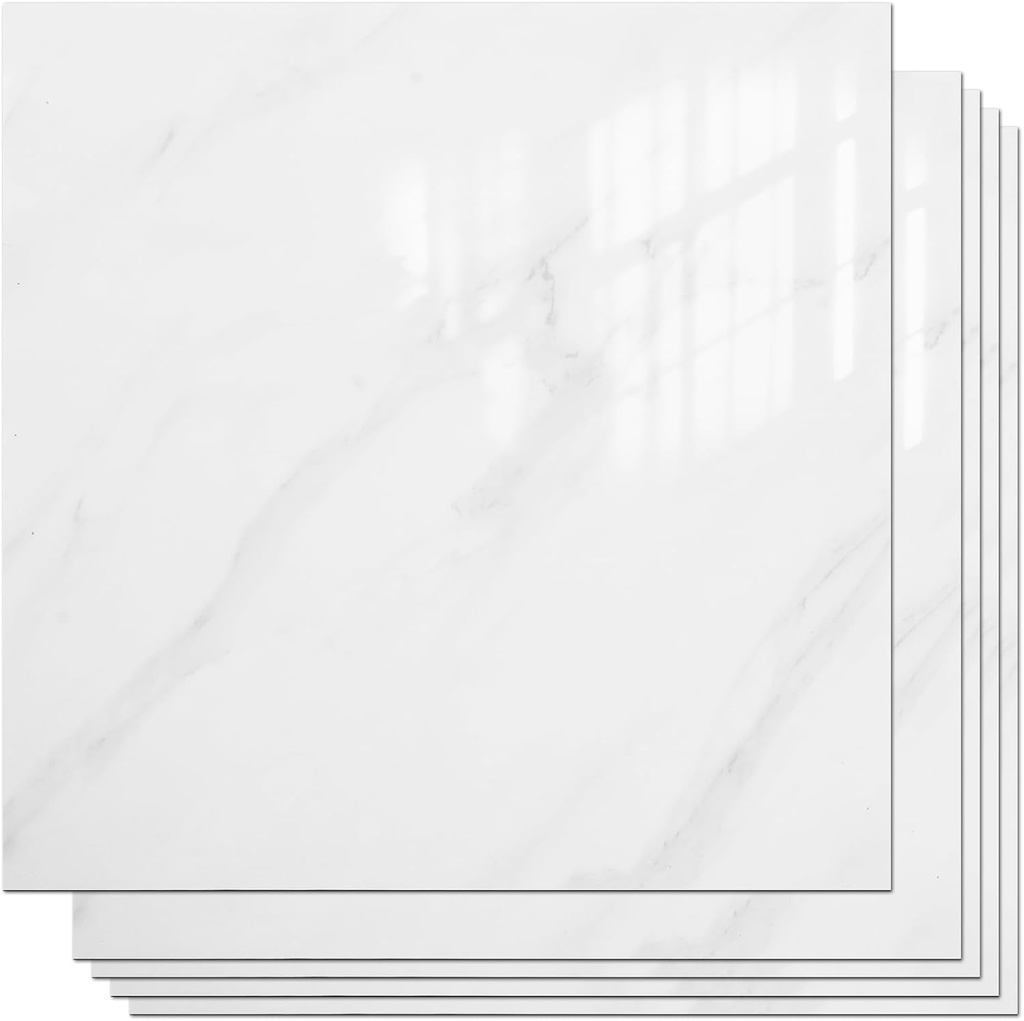 Peel and Stick Backsplash Tiles 20 Sheets 12''x12'' PVC Self Adhesive Wall Tiles Back Splash Wall Panels Stick on Backsplash for Kitchen Bathroom Laundry Room, White