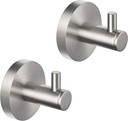 KIBI Circular Wall Mounted Bathroom Towel and Robe Hooks | 2-Inch Solid Brass Heavy-Duty Hooks for Towels, Robes, and Accessories, Rust-Resistant | Brushed Nickel, KBA1401, Pack of 2