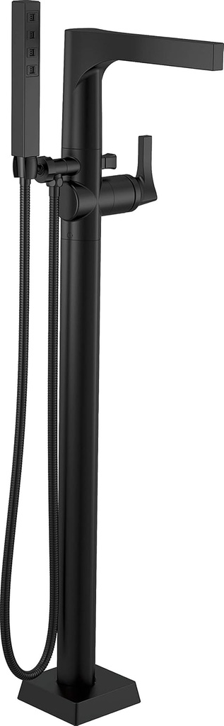 Delta Zura Freestanding Tub Faucet with Hand Held Shower, Matte Black Floor Mount Tub Filler, Matte Black T4774-BLFL (Valve Not Included)