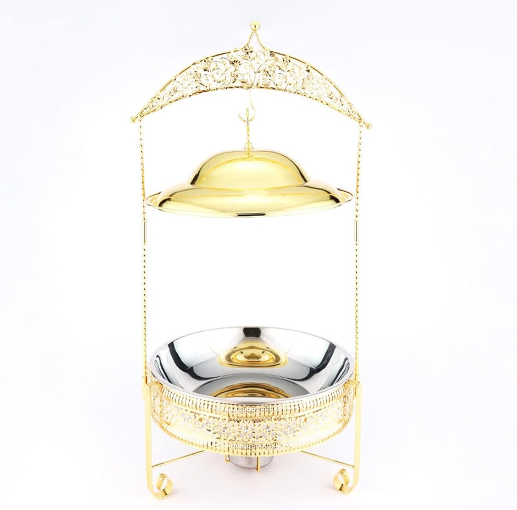 Buffet Food Warmer Set - Stainless Steel Frying Pan with Hanging Lid for Buffet, Buffet Utensils and Warmer Equipment, Stainless Steel Buffet Crock Pot, Buffet Tea Tray Set(Size:4.5L,Color:Gold)