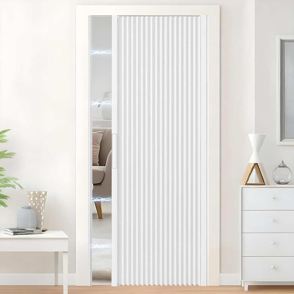Interior Accordion Door, Aluminum Frame and Cellular Fabric Folding Door, for Kitchen, Wardrobe, Bathroom and Bedroom Partitions & Privacy Protection, Custom Size