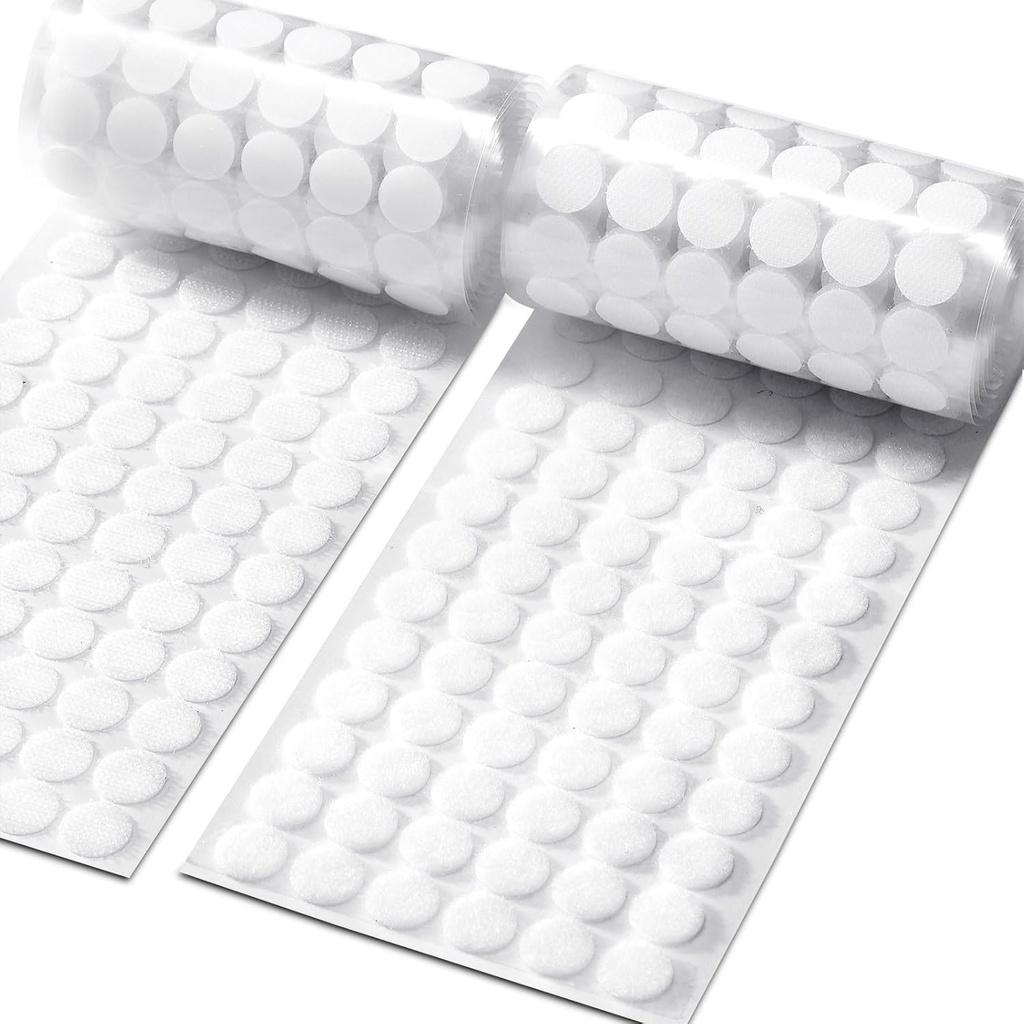 1000 Pcs (500 Pairs) 0.59inch Diameter Hook and Loop Fastener Self Adhesive Round Circle Sticky Sticker Dots for Arts and Crafts School Classroom Home and Office Use, White