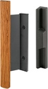 Prime-Line C 1091 Diecast Black, Sliding Door Handle Set with Hard Wood Handle (Single Pack)