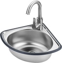 Corner Sink Wall Mount Bathroom Laundry Restaurant Sink Single Bowl Stainless Steel Sink with Drainer Unit and Tap for Outdoor Indoor, Garage, Laundry/Utility Room,Restaurant,Kitchen.