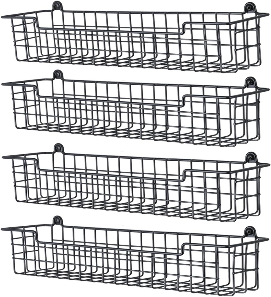 Spice Rack Organizer Wall Mount, Spice Organization Storage Shelf for Cabinet Door, 4 Packs Wall Spice Rack Saving Space for Kitchen, Black