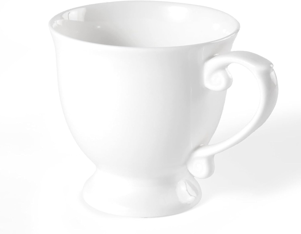 Fine Bone China Coffee Mug with Handle, Elegant Large Cup, 18 Oz Mug, Goblet Design for Wedding Gifts, Dishwasher Oven Microwave Safe