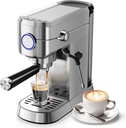 20 Bar Espresso Machine, Compact Espresso Coffee Maker with Milk Frother for Latte/Cappuccino, Auto Clean/40.5oz Removable Tank/Auto Shut-Off, Espresso Maker for Home/Office, Stainless Steel